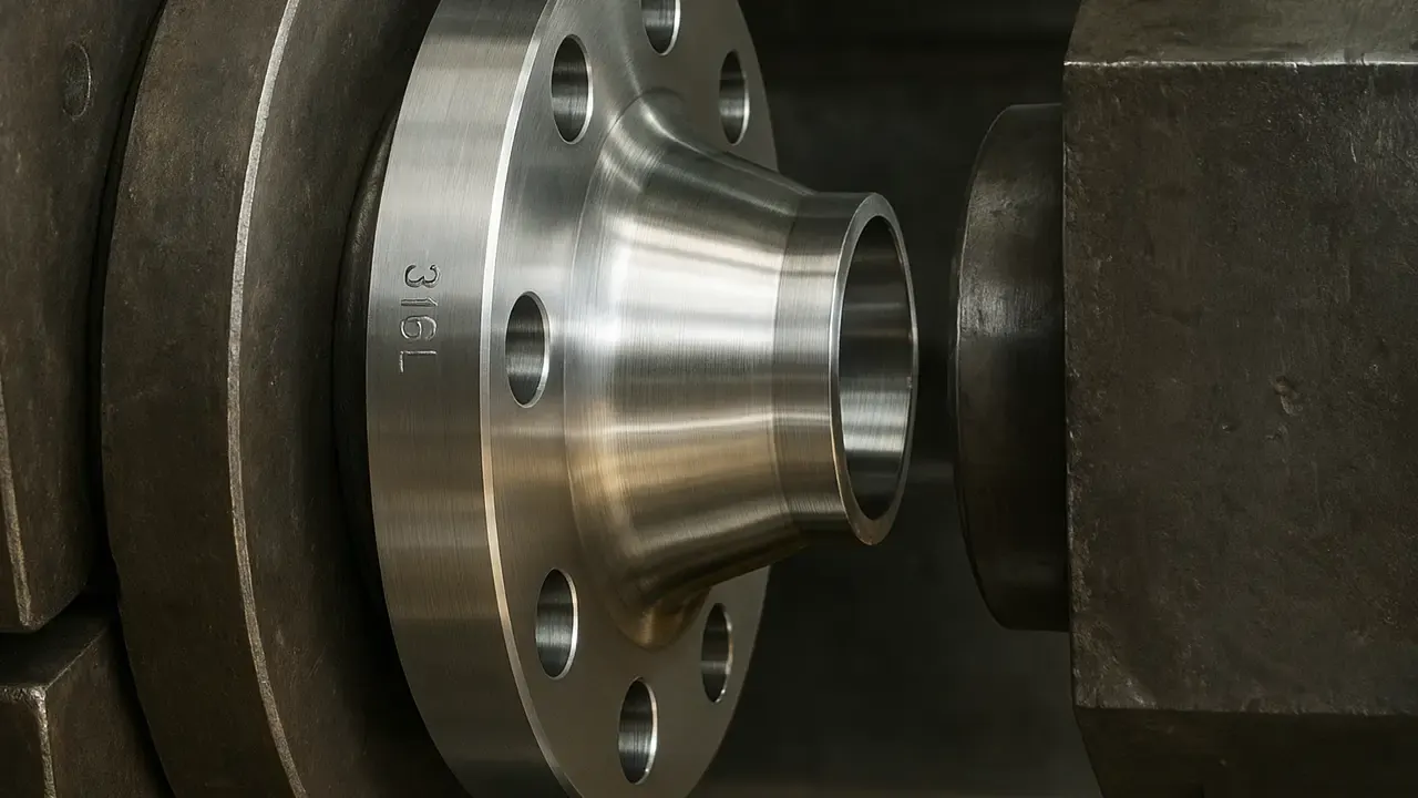 Machined 316L stainless weld neck flange