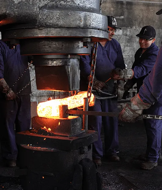 Forging of a red-hot part