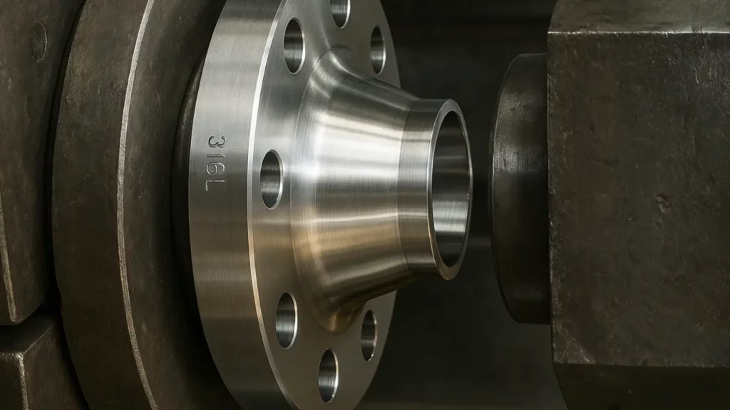 forjamento a frio em flanges wn de inox 316l